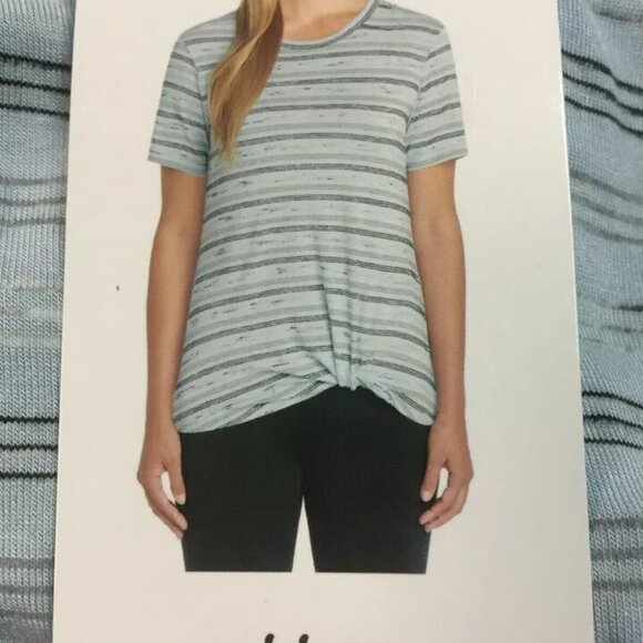 Matty M Scoop Neck Front Tie Knot Short Sleeve Shirt -LARGE - Picture 2 of 3